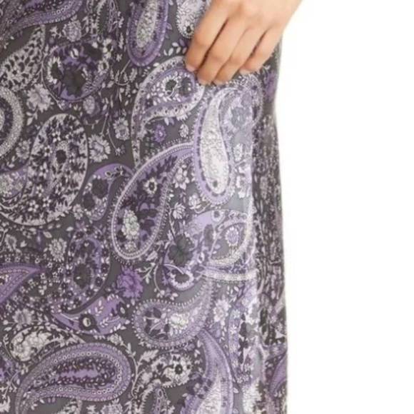 Nili Lotan Purple Paisley Silk Slip Dress Large - Picture 9 of 12